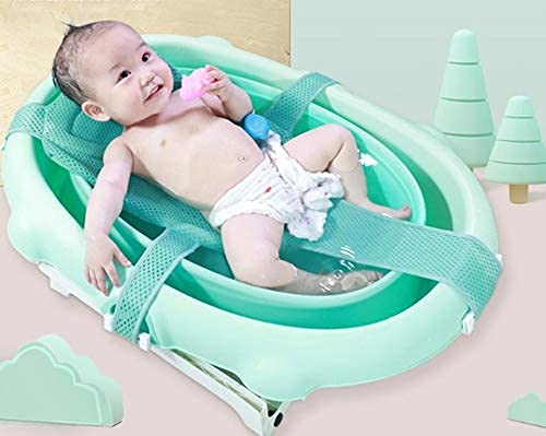 ALEDLE-LIFE ergonomic-five-point-support design, blue bath cushion, secure baby during bath