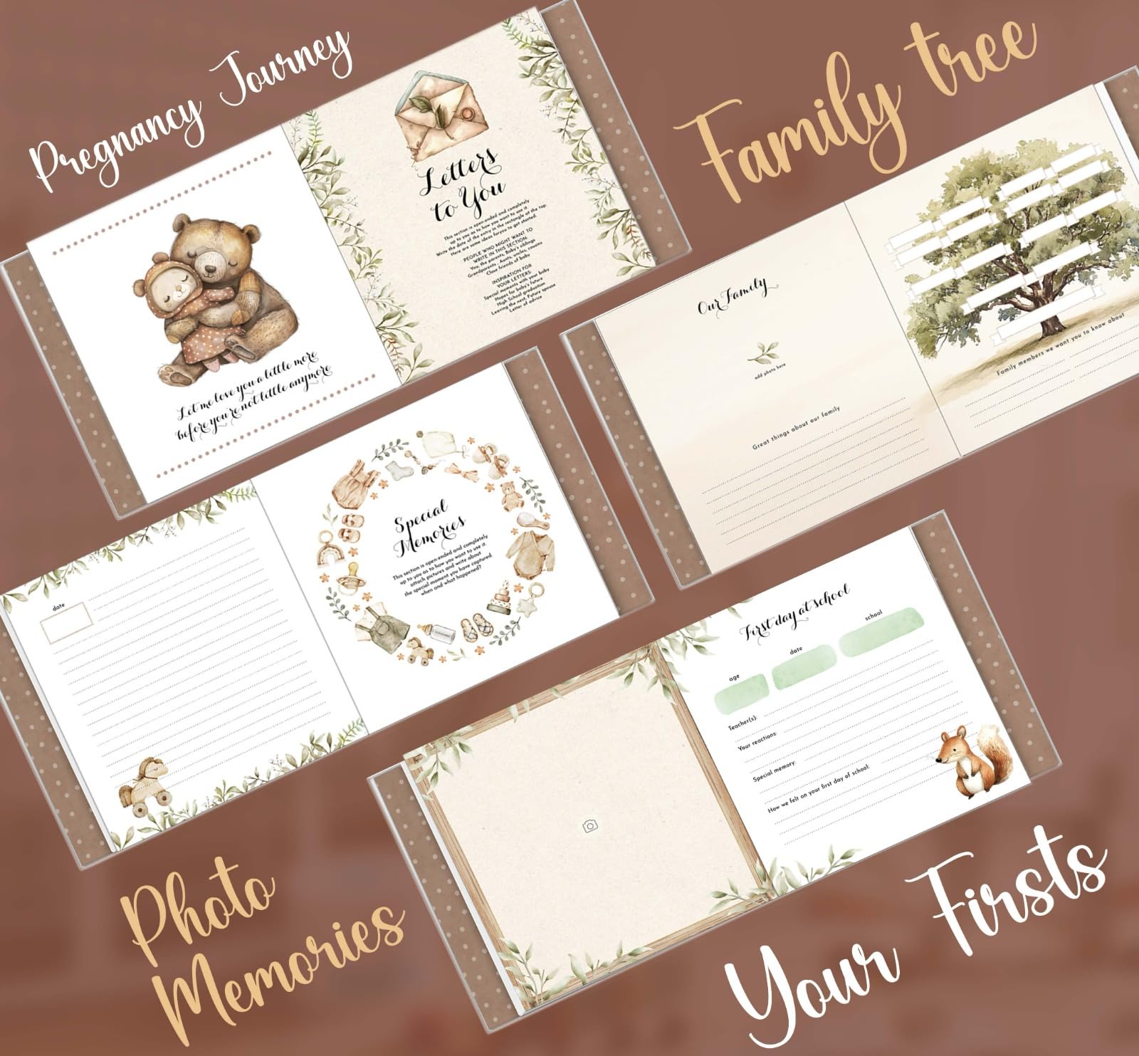 Alejastore memory book milestone pages capture pregnancy and first words