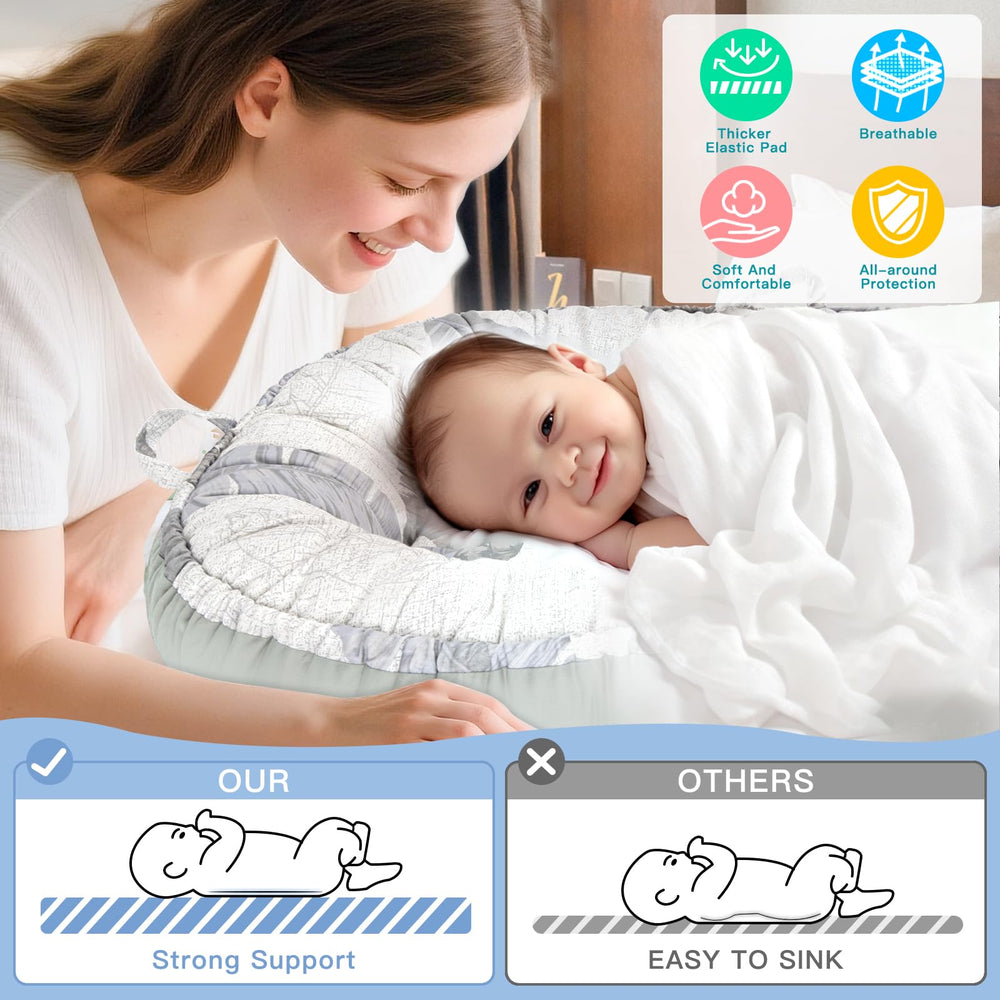 Alened Baby Lounger inner mattress detail highlights high-density support for comfortable positioning.