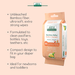 Wipes cleaning a pacifier during on the go