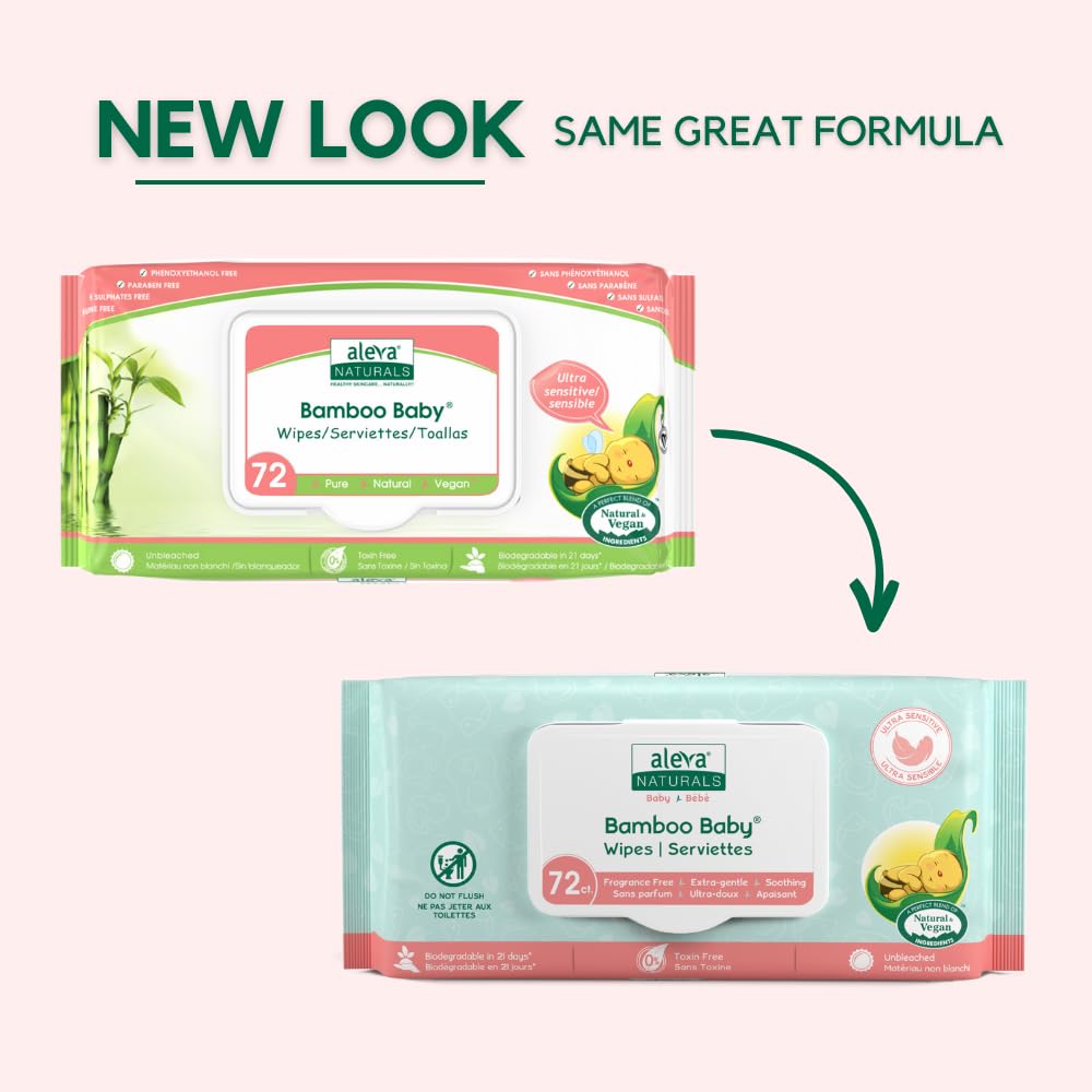 Aleva Naturals Bamboo Baby Sensitive Wipes 17x20 cm size for easy diaper changes.