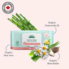 Aleva Naturals Bamboo Baby Sensitive Wipes with organic shea butter for gentle cleansing.