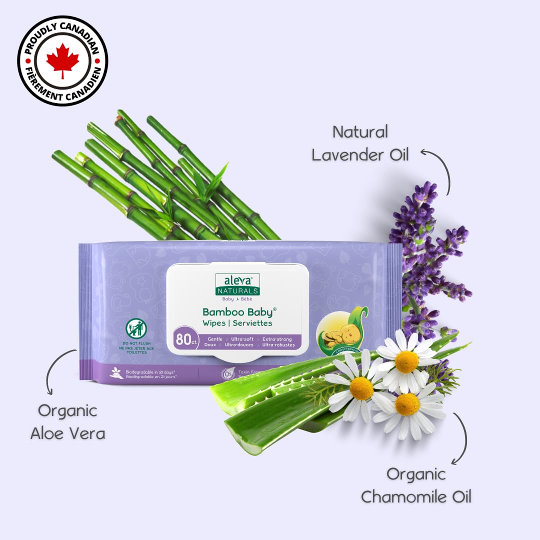 Aleva Naturals Bamboo Baby Wipes hypoallergenic with plant-based ingredients for sensitive skin