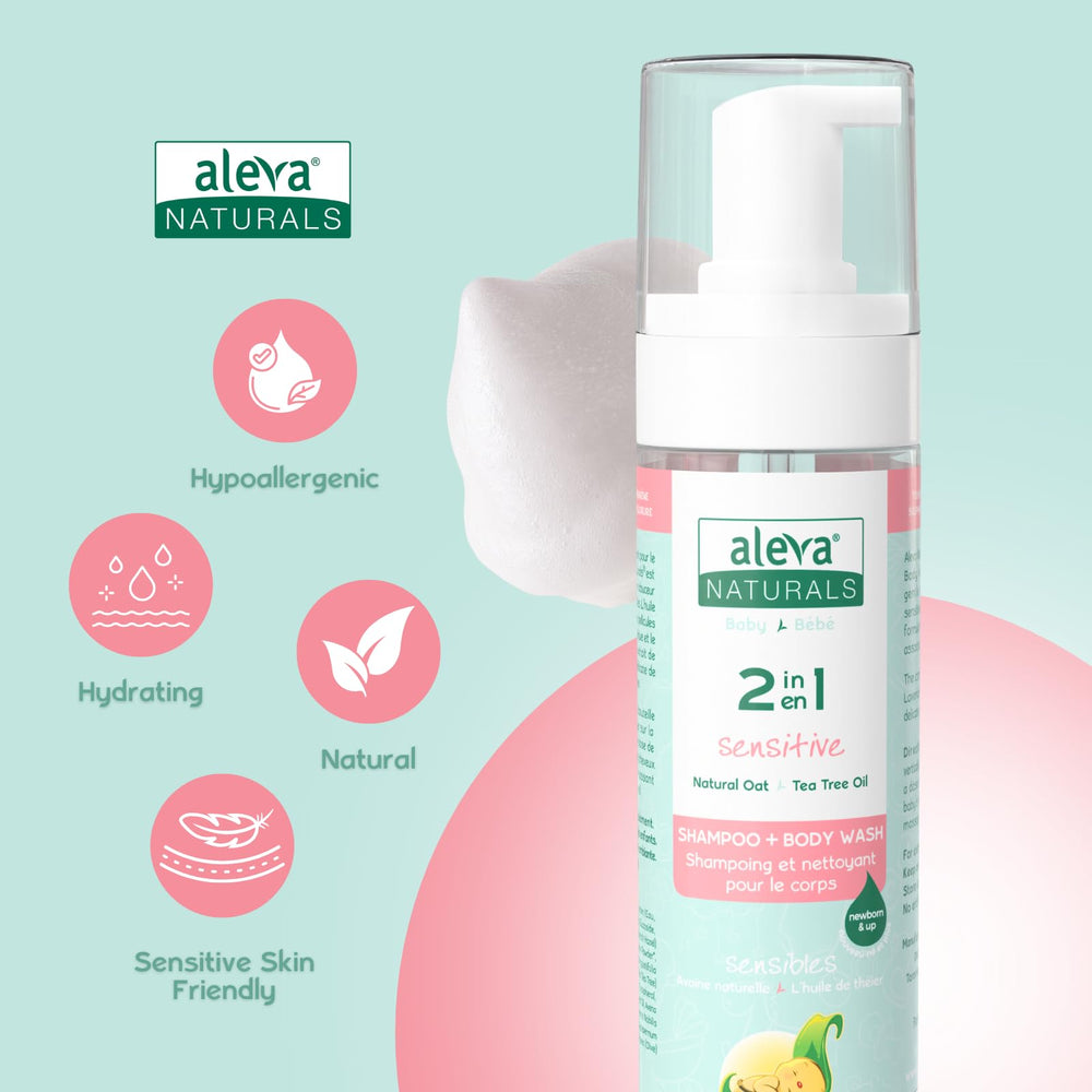 Aleva Naturals Tea Tree Oatmeal Chamomile formula highlights cradle cap care