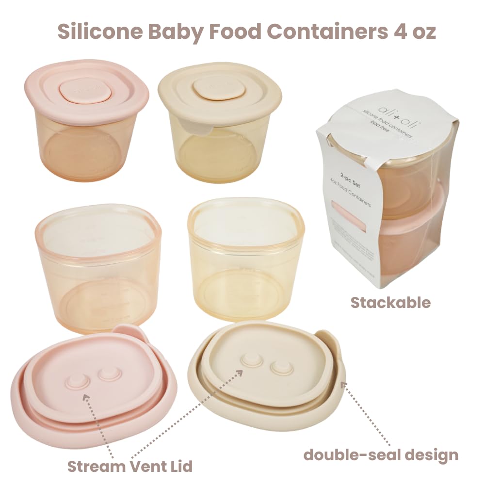 Ali+Oli leakproof lids secure snacks and prevent spills during travel.