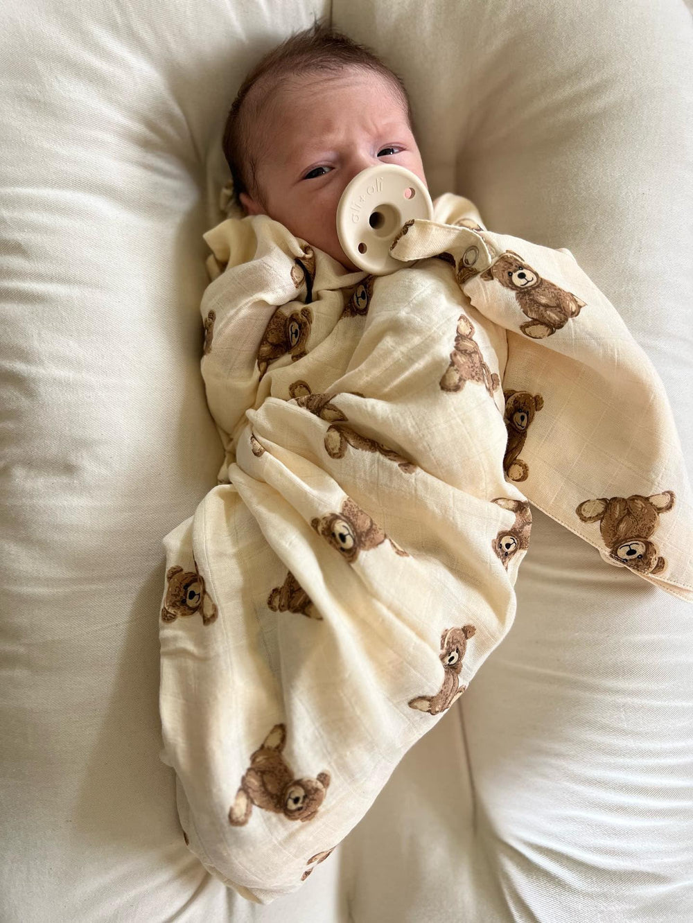 Ali+Oli swaddle blanket texture closeup highlighting softness