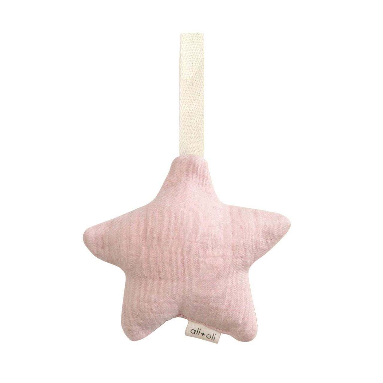 Ali+Oli plush pacifier holder moon-white doubles as a soothing toy and decor.