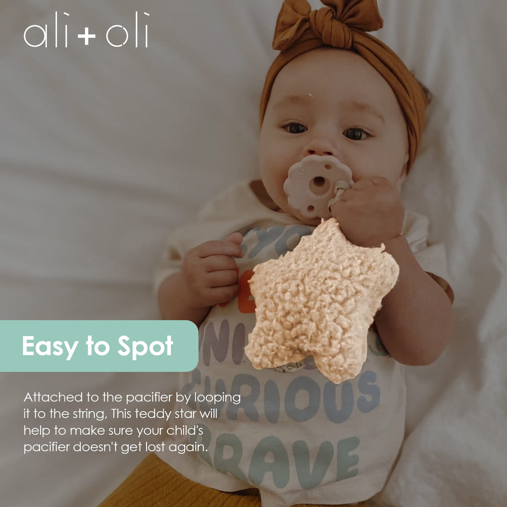 Ali+Oli plush pacifier holder soft polyester fabric emphasizes gentle touch