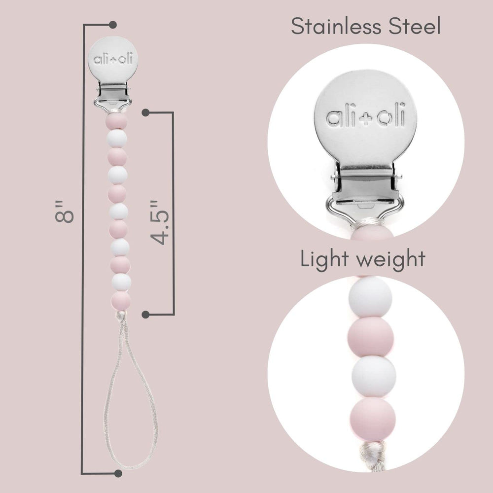 Ali+Oli pacifier clip safety loop helps prevent damage and accidental detachment