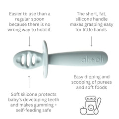 Ali+Oli blue unbreakable spoons for baby-led feeding and easy cleanup