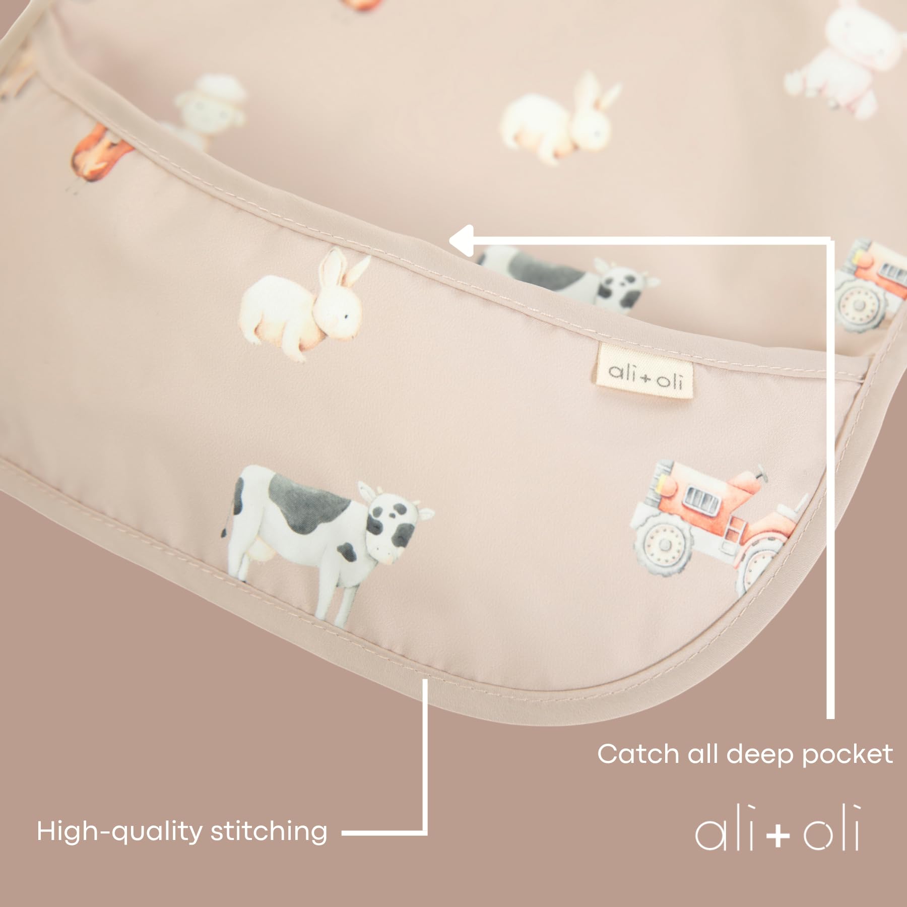 Ali+Oli Smock Bib foldable design for compact packing in diaper bags