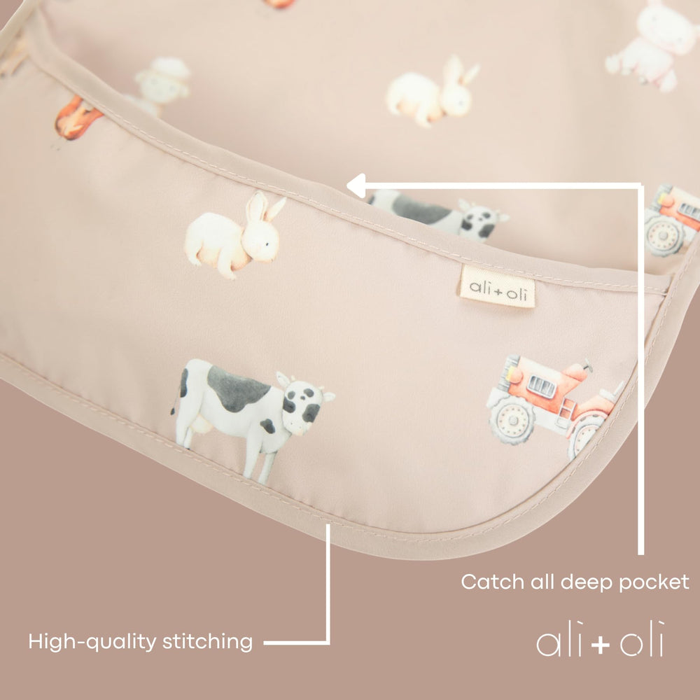 Ali+Oli Smock Bib foldable design for compact packing in diaper bags