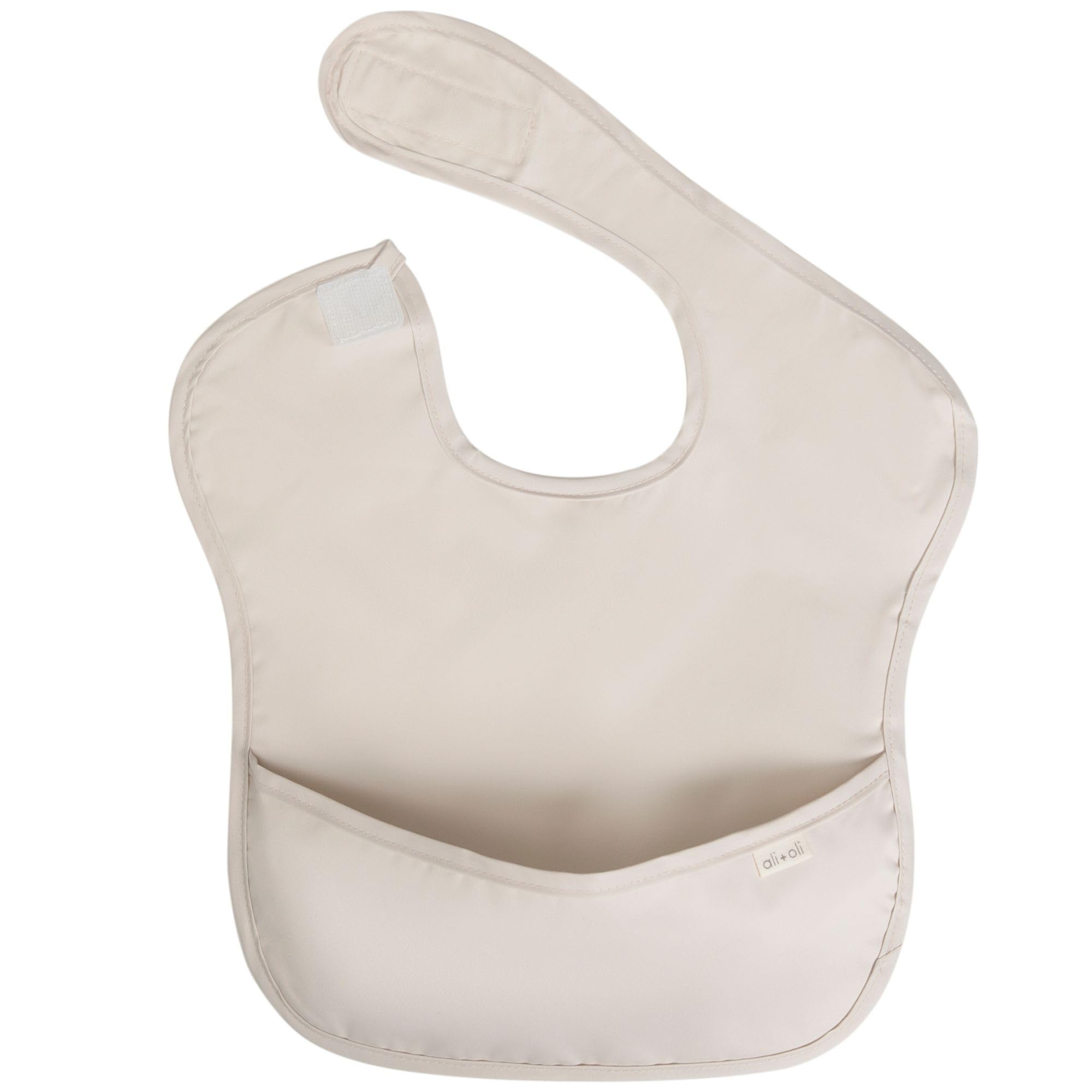 Ali+Oli Smock Bib neutral set with short sleeves ready for easy cleanup during meals