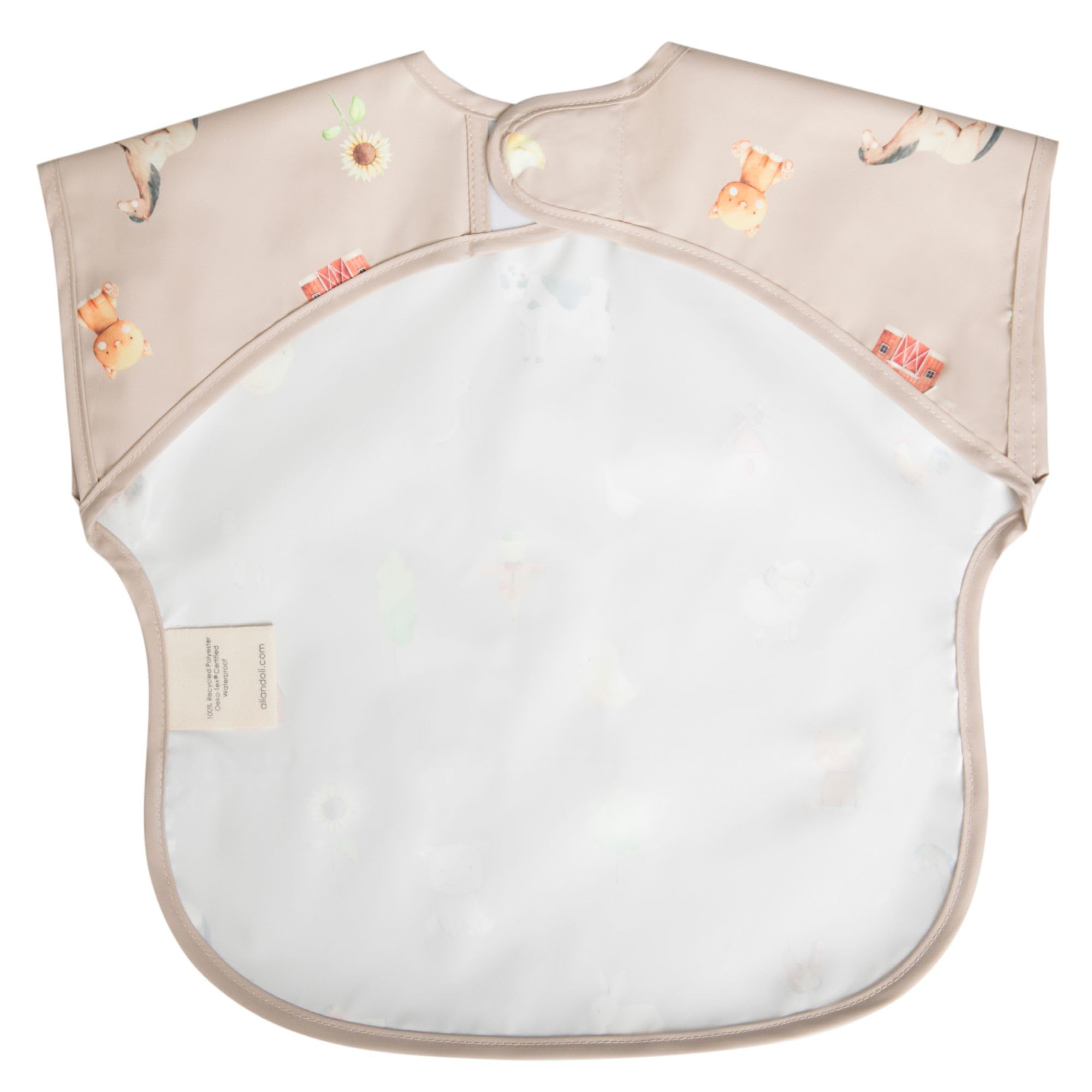 Ali+Oli Smock Bib soft neckline minimizes irritation during long meals