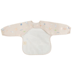 Ali+Oli Smock Bib Undersea waterproof coating closeup emphasizes easy wipe-clean surfaces.