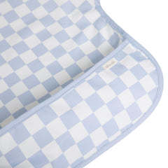 Ali+Oli Smock Bib waterproof coating close-up shows spill protection.