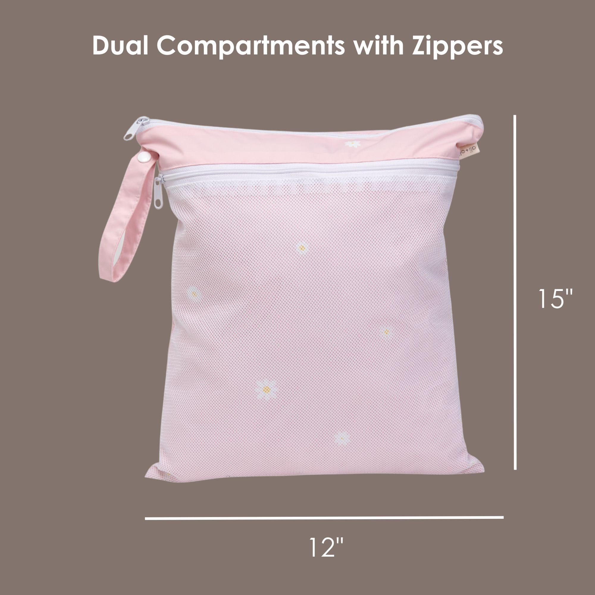 Ali+Oli 15x12 inch size fits diapers and swimwear neatly.