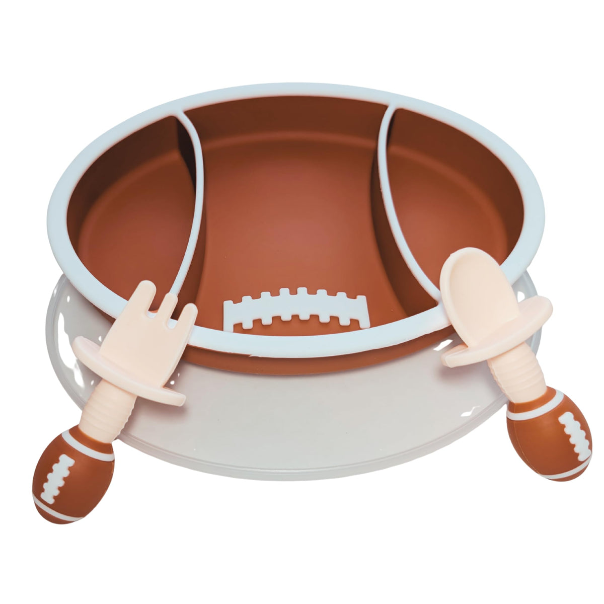 ALIADOOS american-football-baby-plate engages kids with a playful design and helps reduce spills.