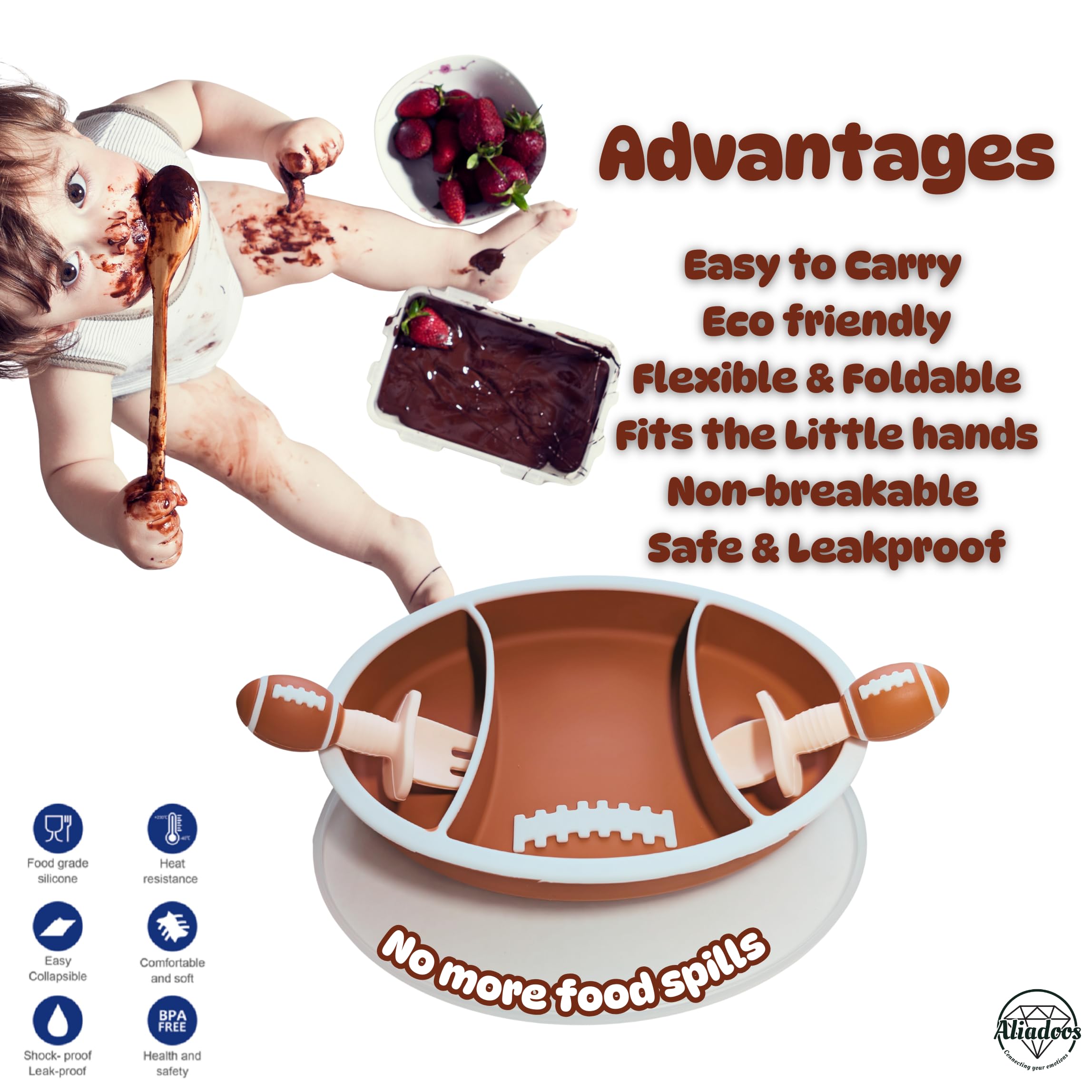 ALIADOOS suction-base-baby-plate keeps the plate secure on the table during meals.