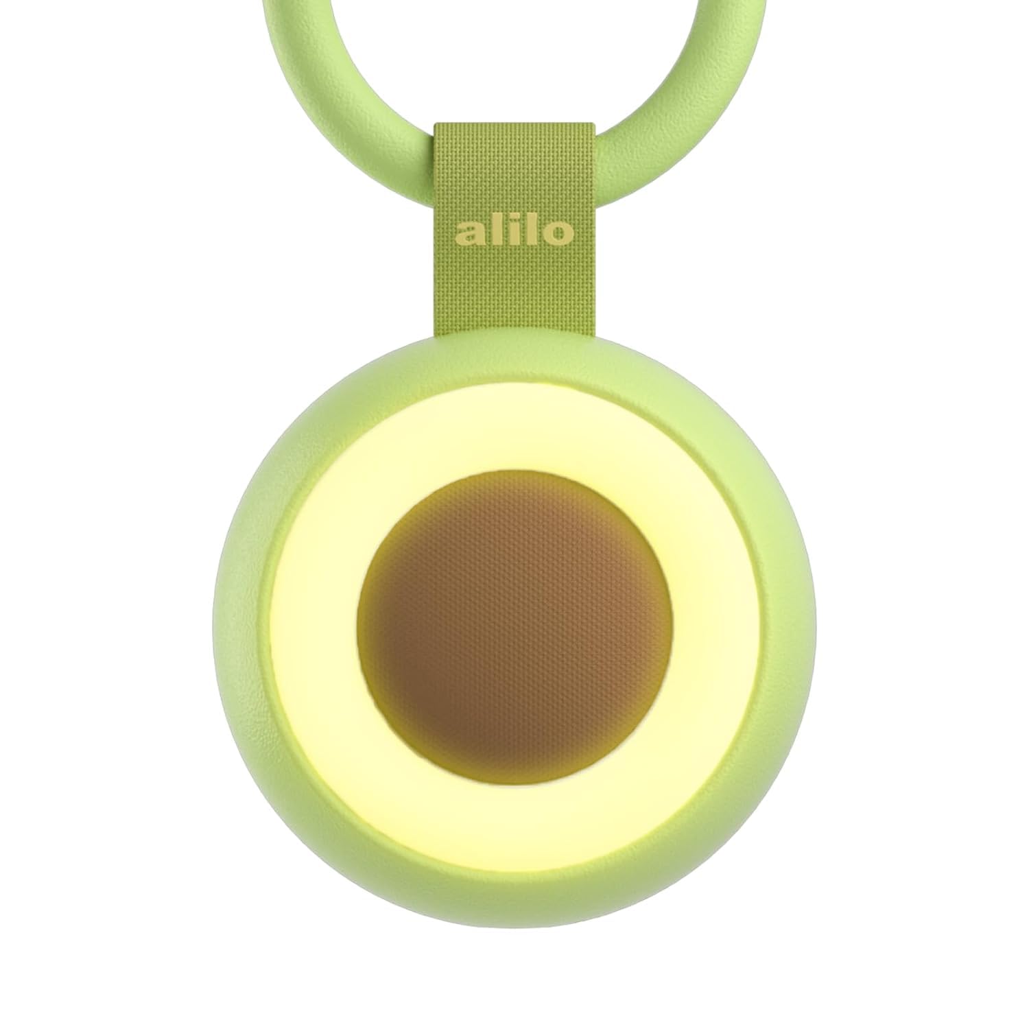 alilo Pocket Soother avocado-shaped front view, compact travel companion for baby soothing