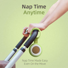 alilo Pocket Soother clip-on hanging loop demonstrates secure stroller attachment
