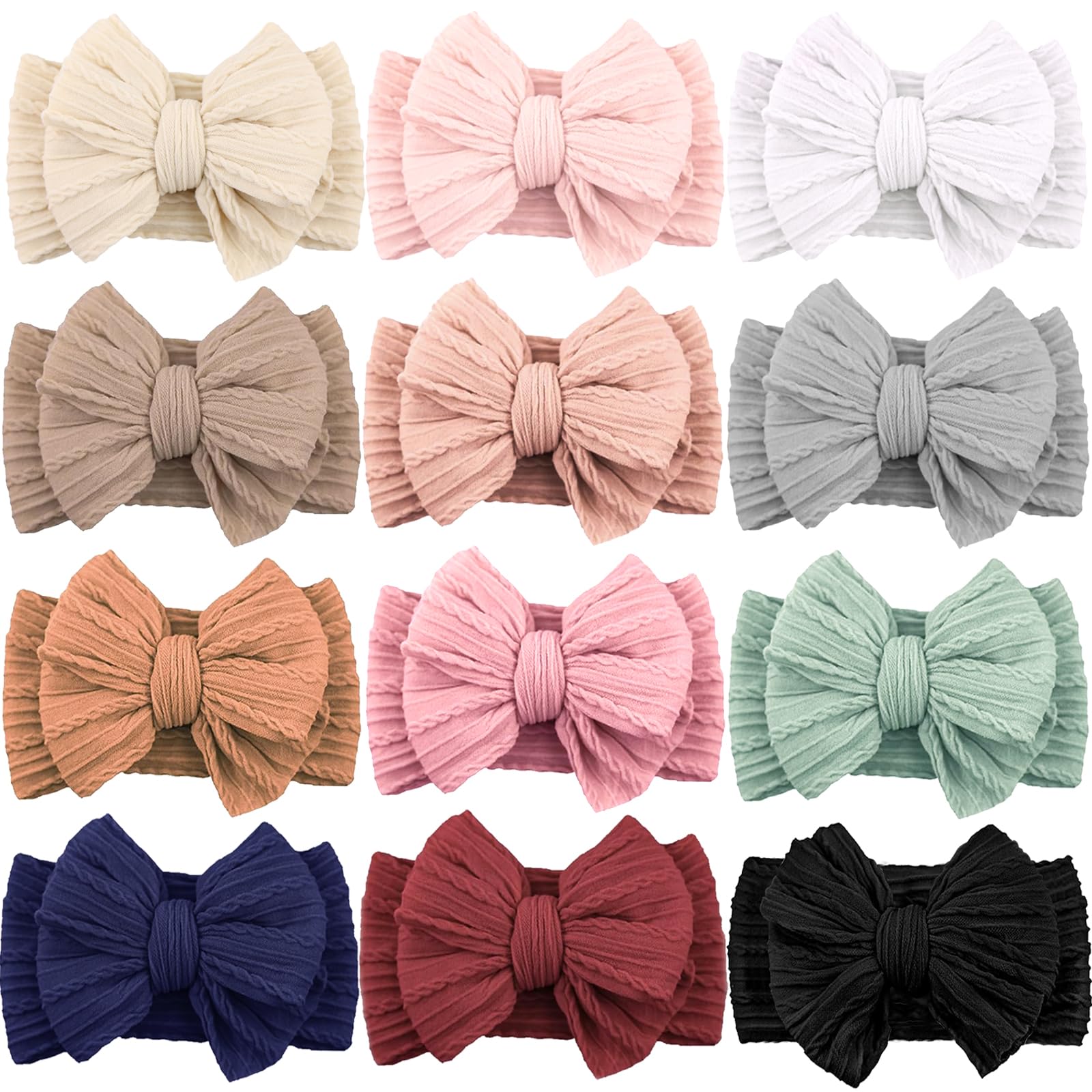 ALinmo 12-pack baby headbands set shown for versatile outfits and easy styling