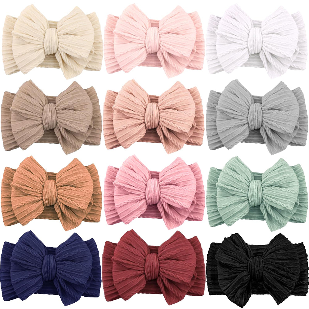 ALinmo 12-pack baby headbands set shown for versatile outfits and easy styling