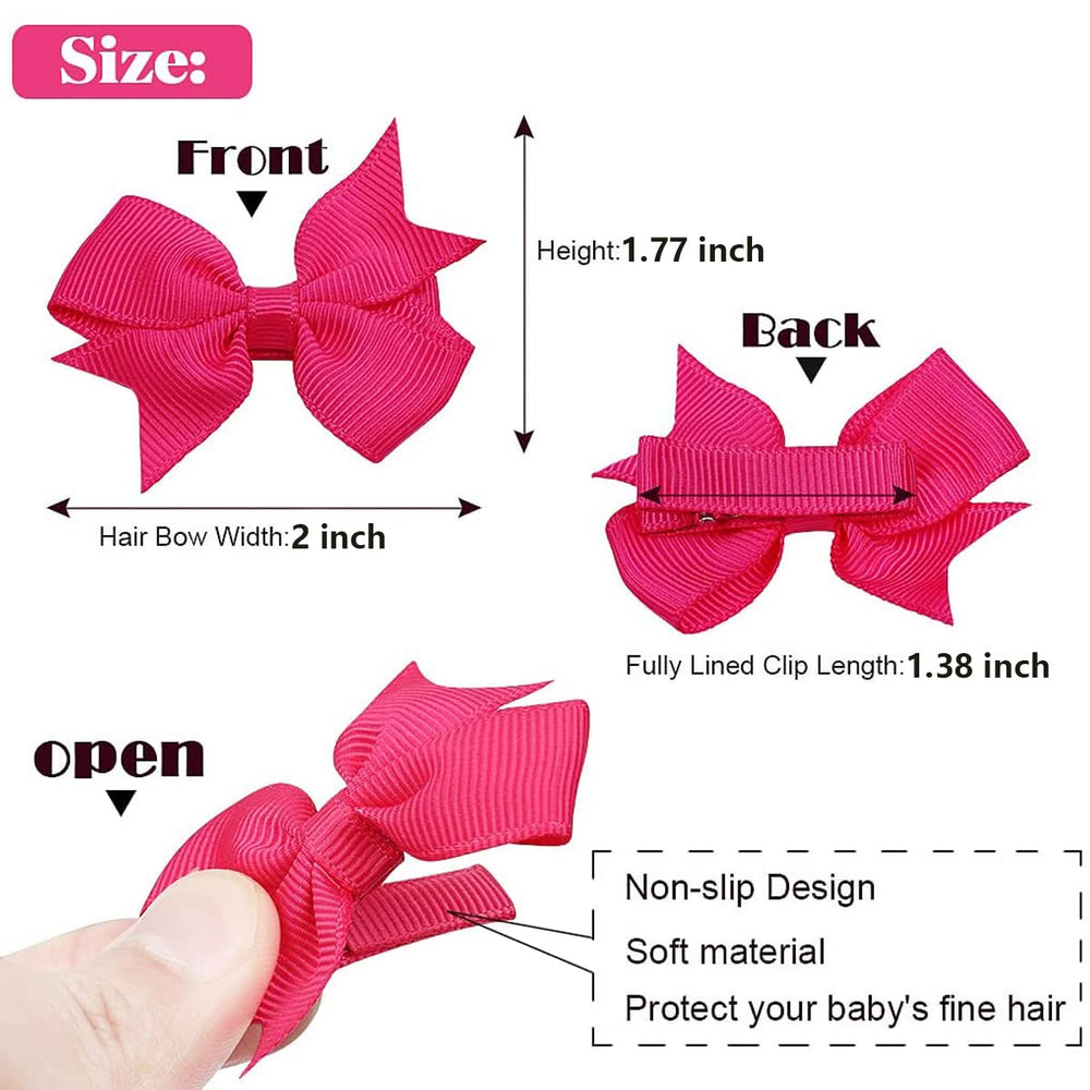ALinmo 2-inch baby bows closeup showing lightweight design.