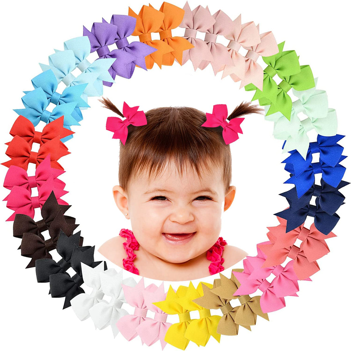ALinmo 2-inch baby hair clip closeup showing secure bows for delicate hair.