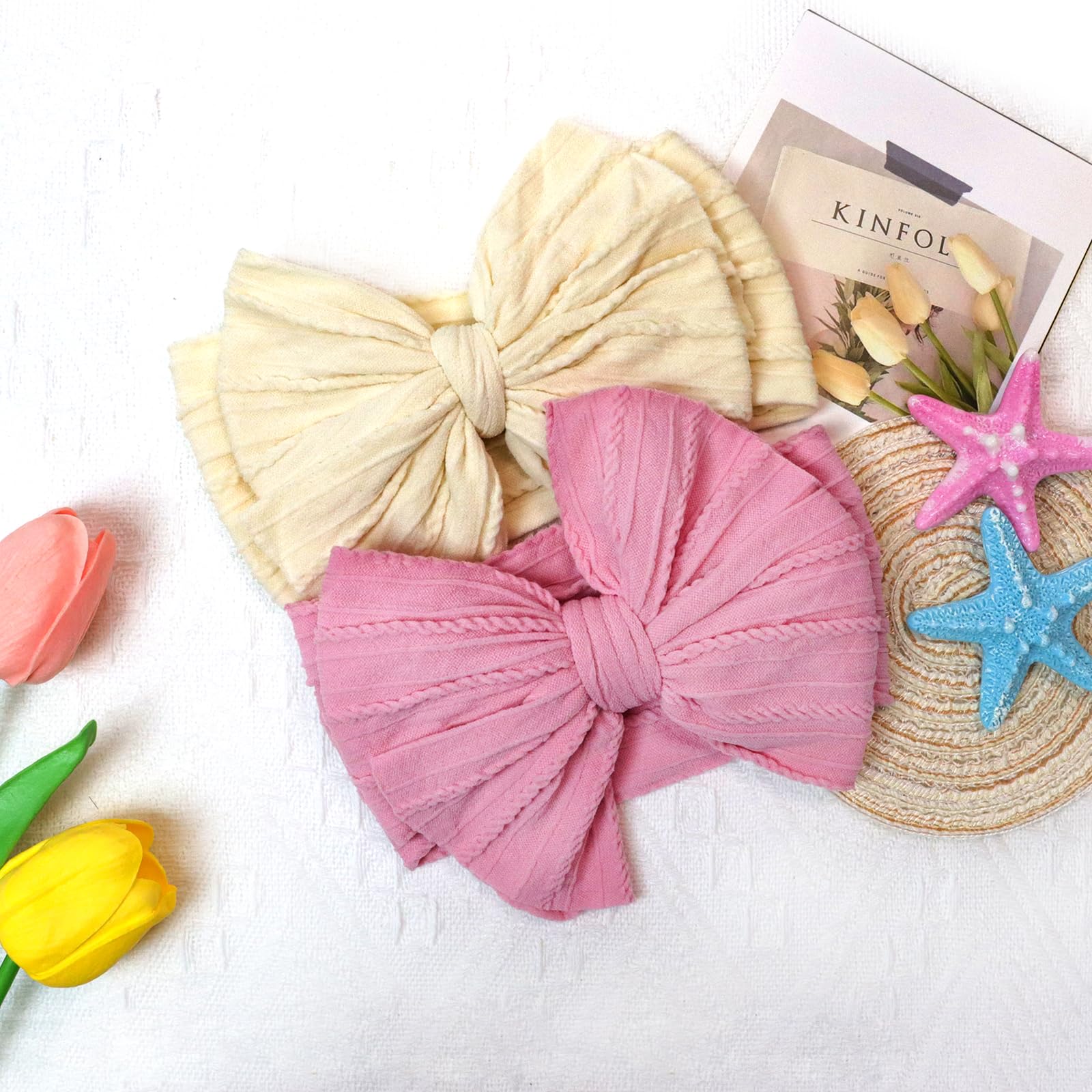 ALinmo hand-sewn bows add craft detail to baby headbands