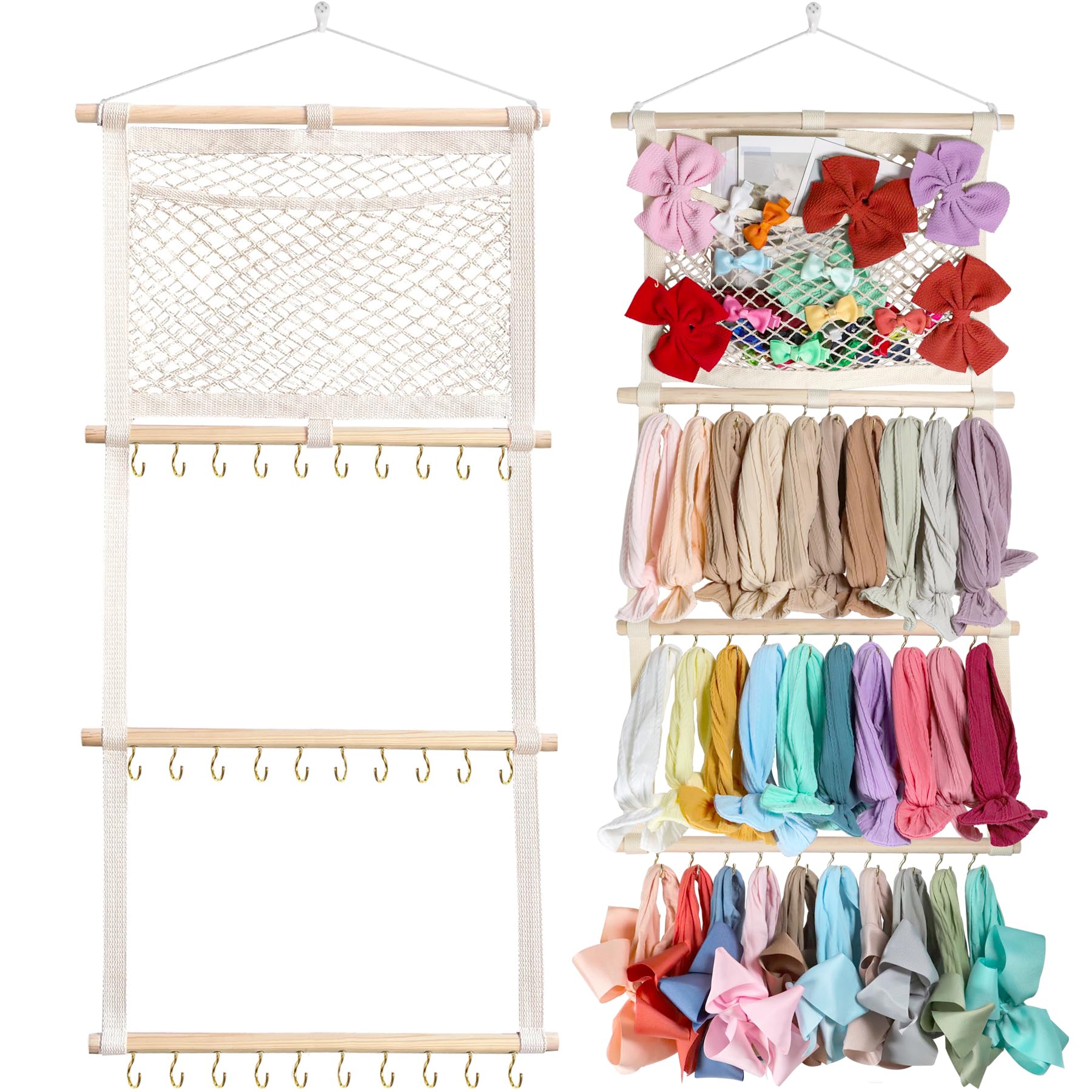ALinmo headband holder closeup of metal hooks for easy access