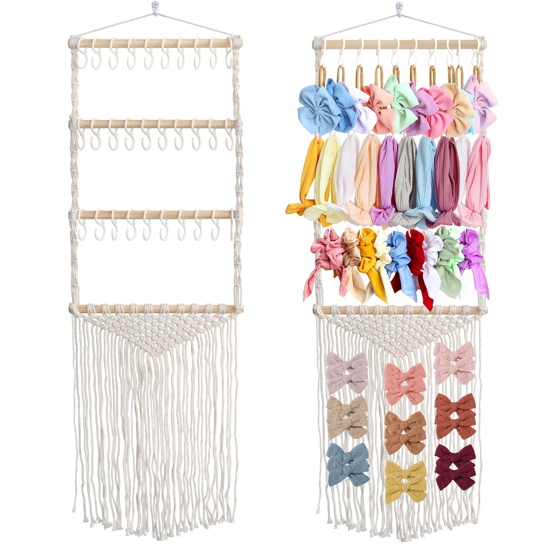 ALinmo headband holder macrame front view keeps baby bows neat