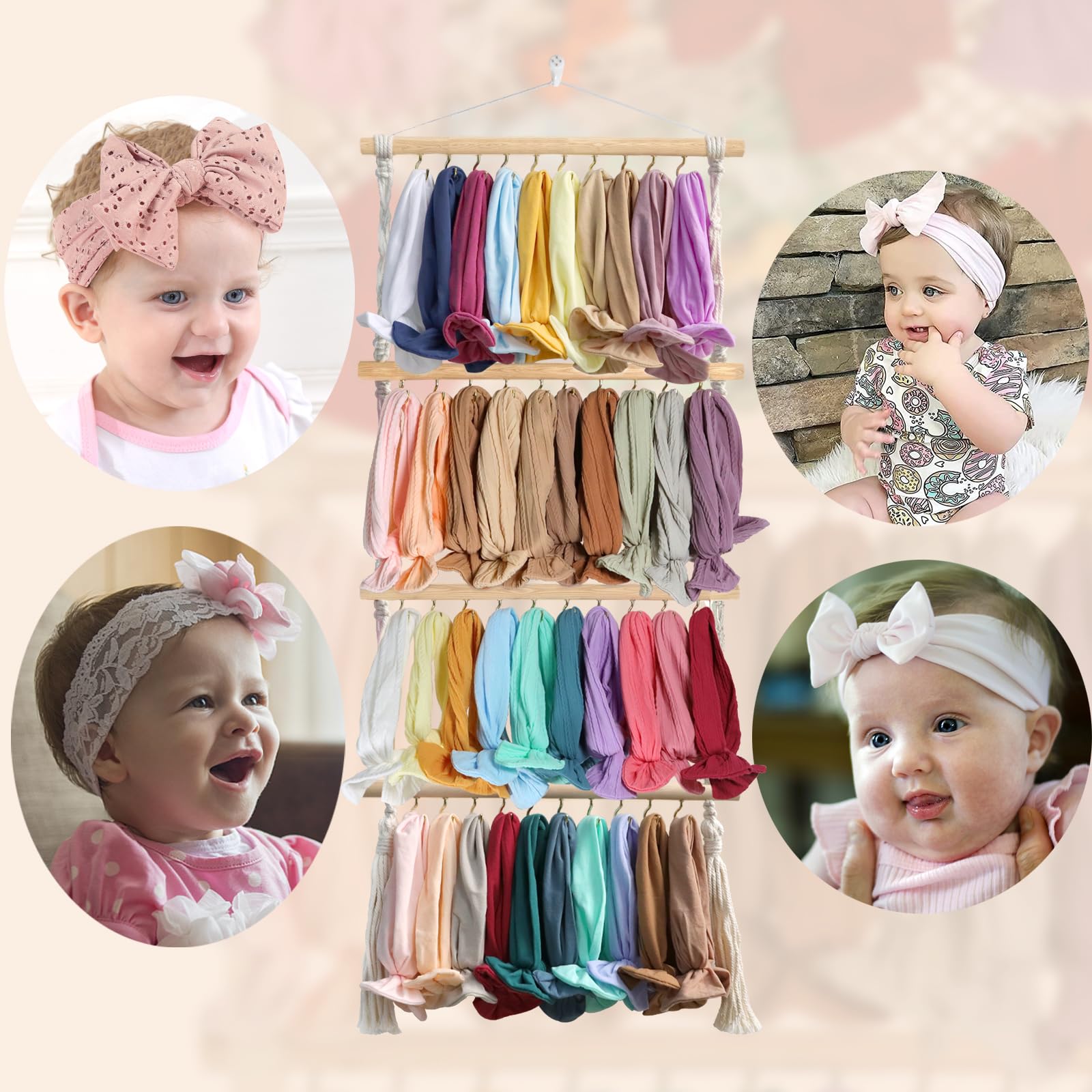 ALinmo headband holder wall-hanging design saves dresser space.