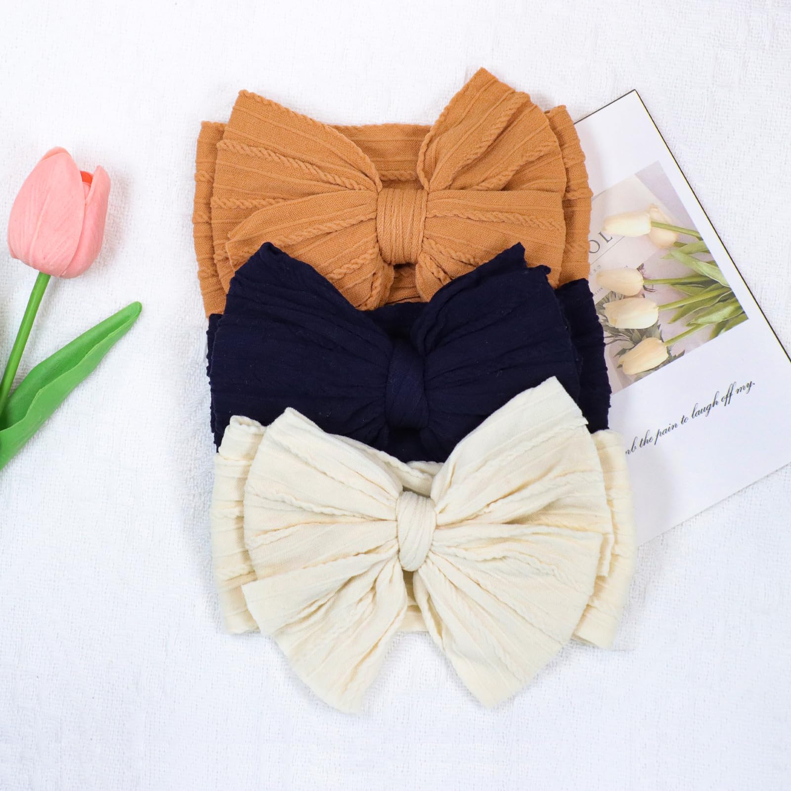ALinmo headbands in variety colors on display for styling options.