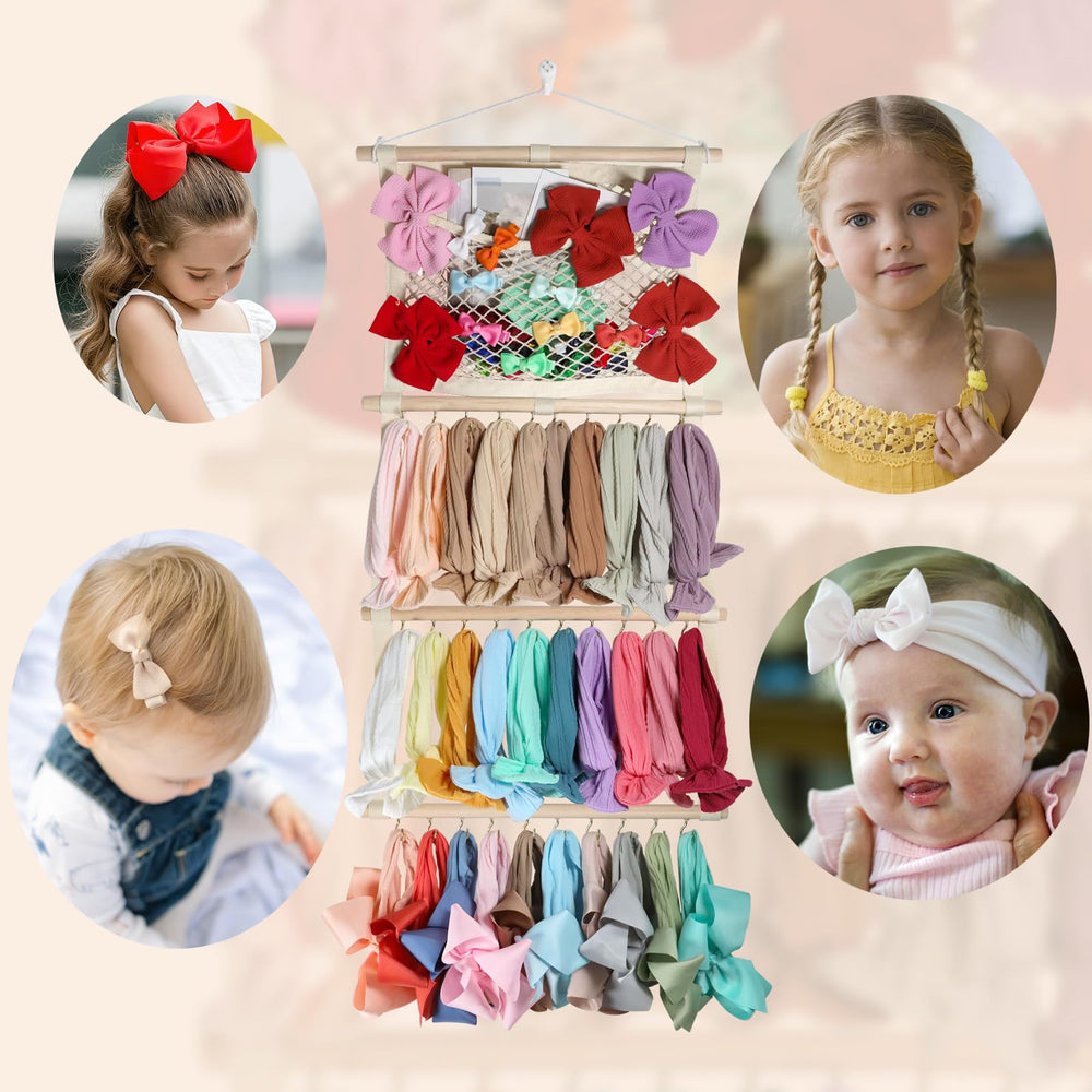 ALinmo nursery room decor with wall-hanging headband storage