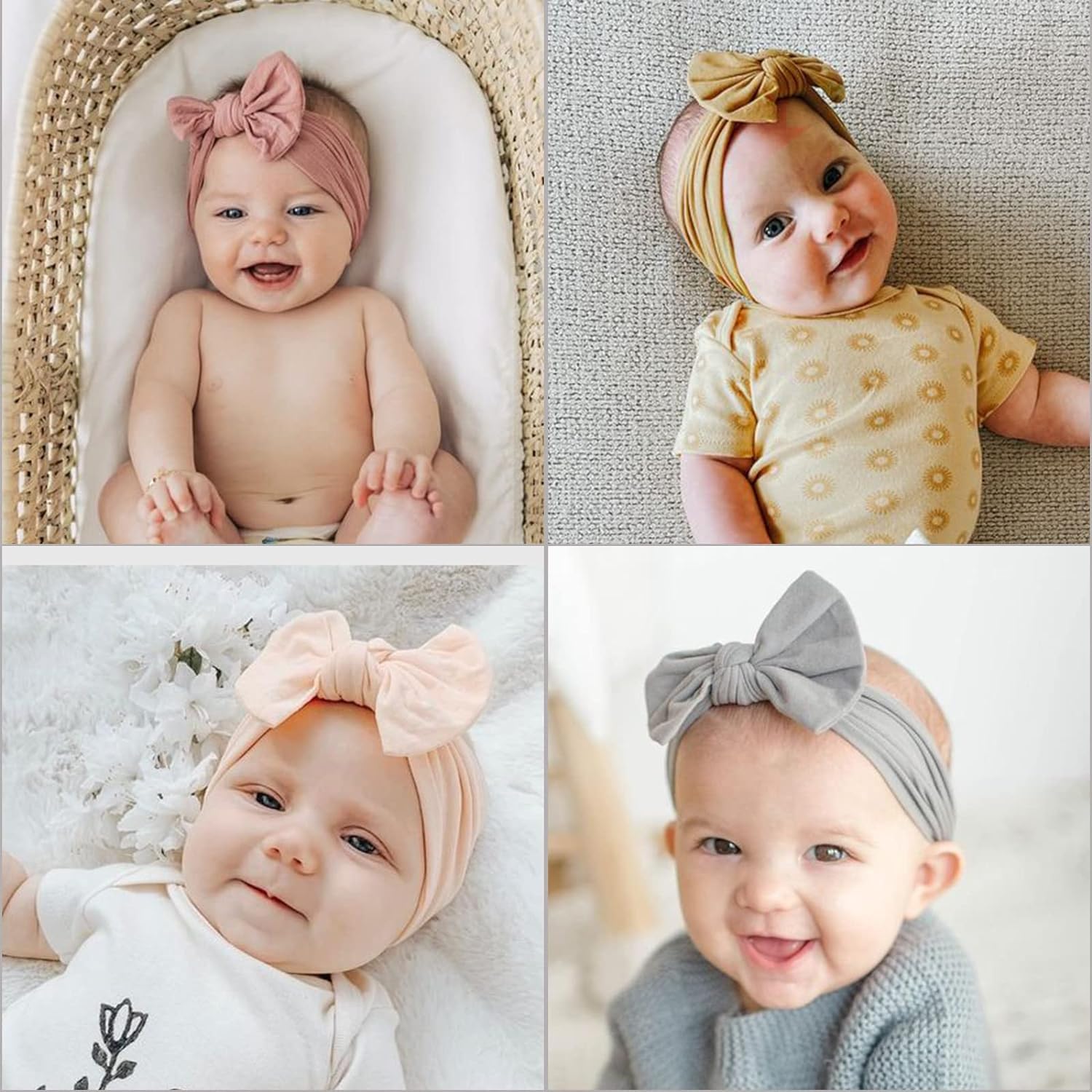 ALinmo one-size headbands grow with baby from newborn to toddler.