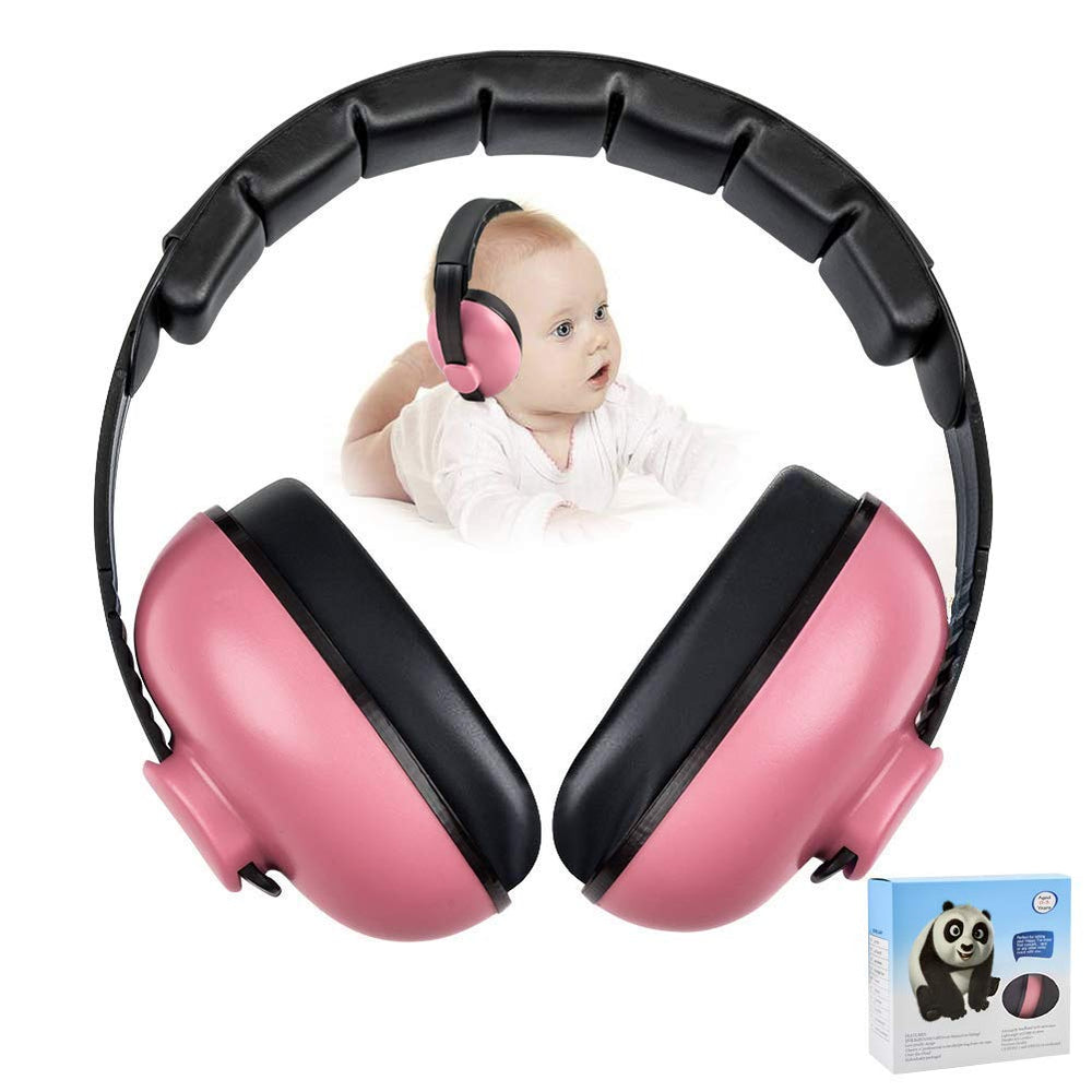 Alitamei baby ear protection worn by a toddler in redrose for safer listening.