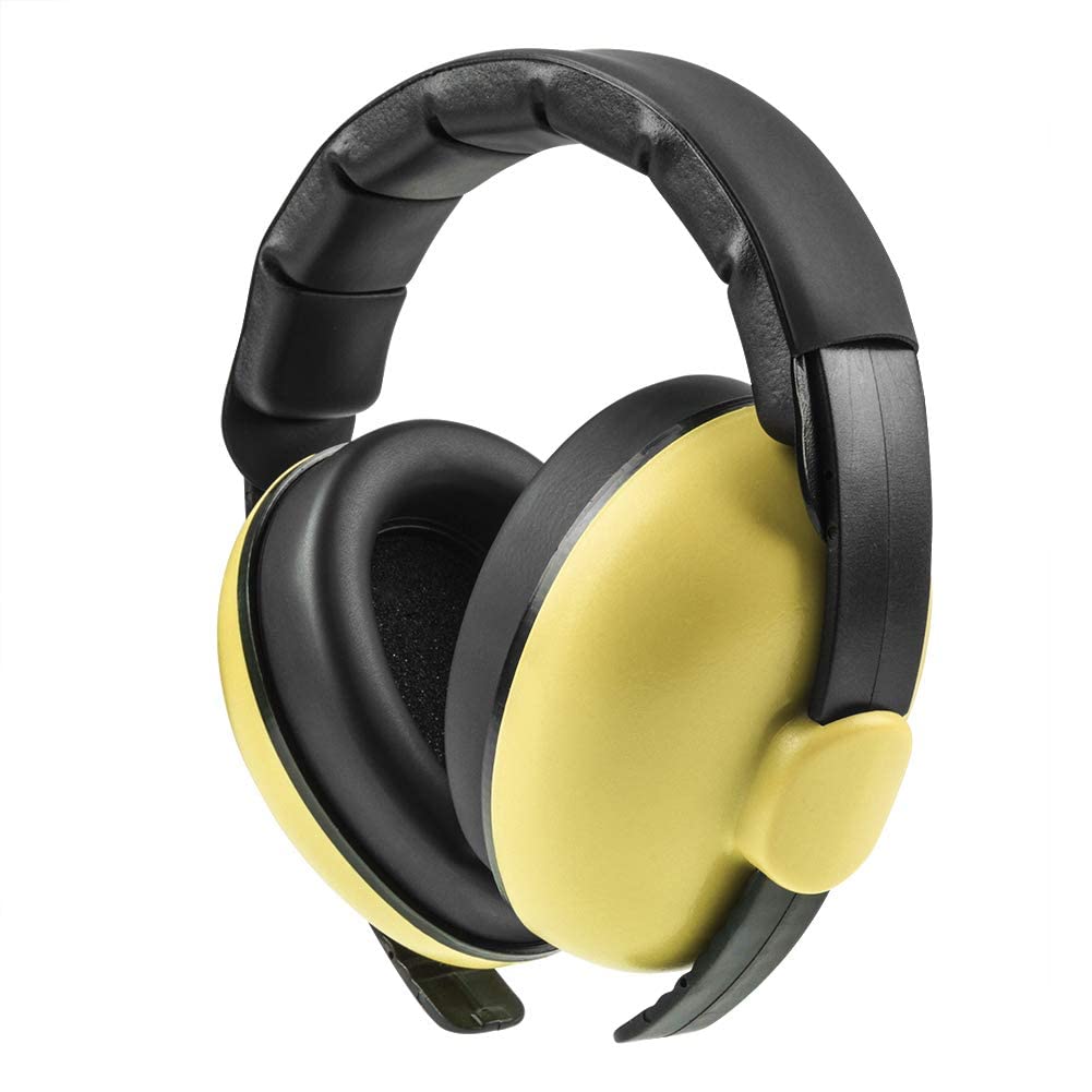 Alitamei yellow kid ear protection with adjustable headband for safe listening
