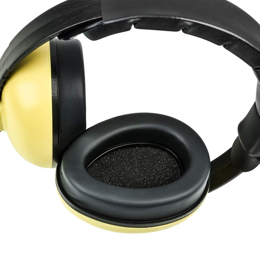 Alitamei lightweight kids headphones yellow worn during travel for easier hearing
