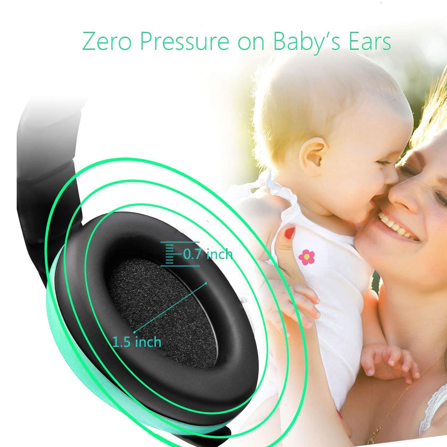 Alitamei mint green compact earmuffs ideal for travel