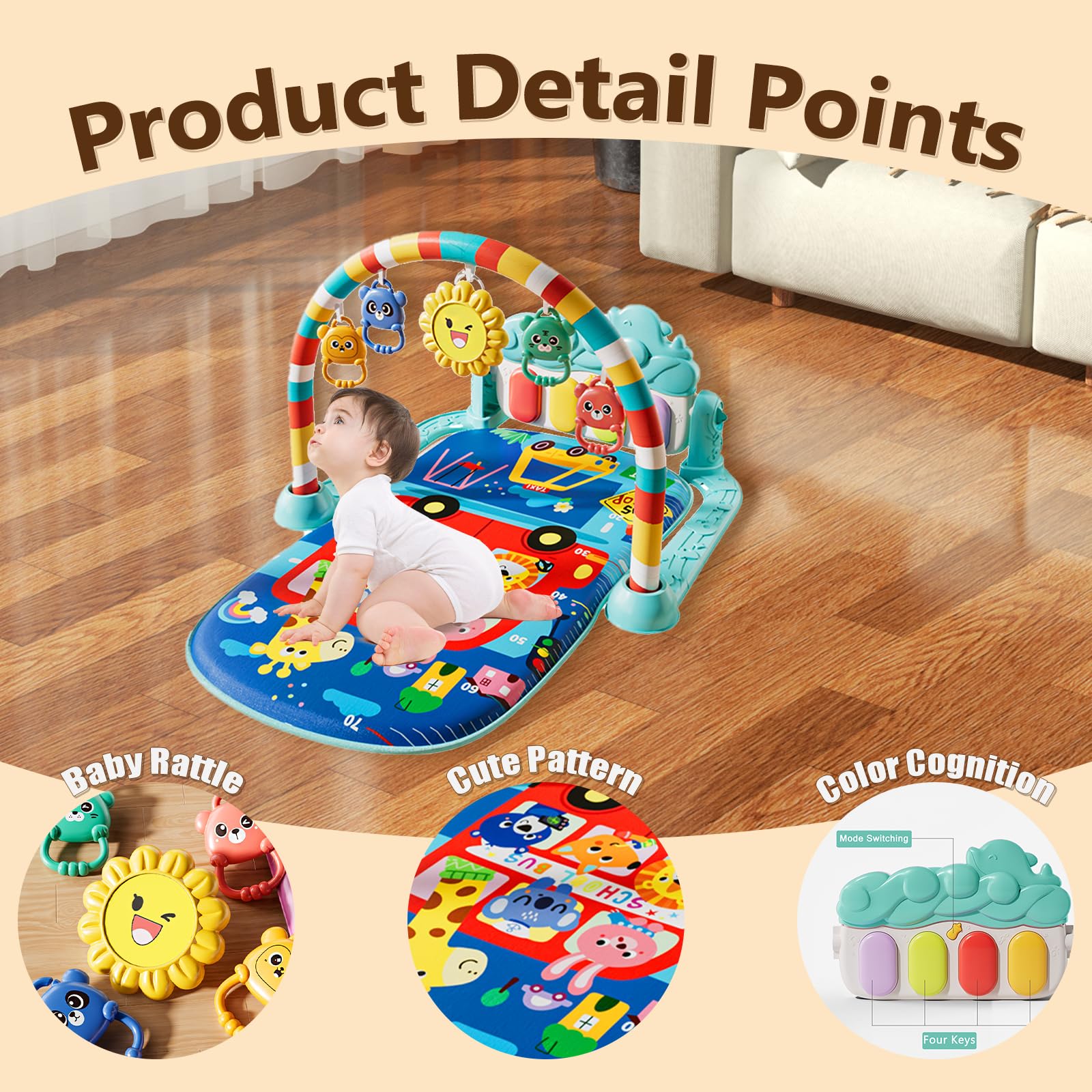 Alive Lovely Baby Gyms tummy time padded mat for comfy, supported play