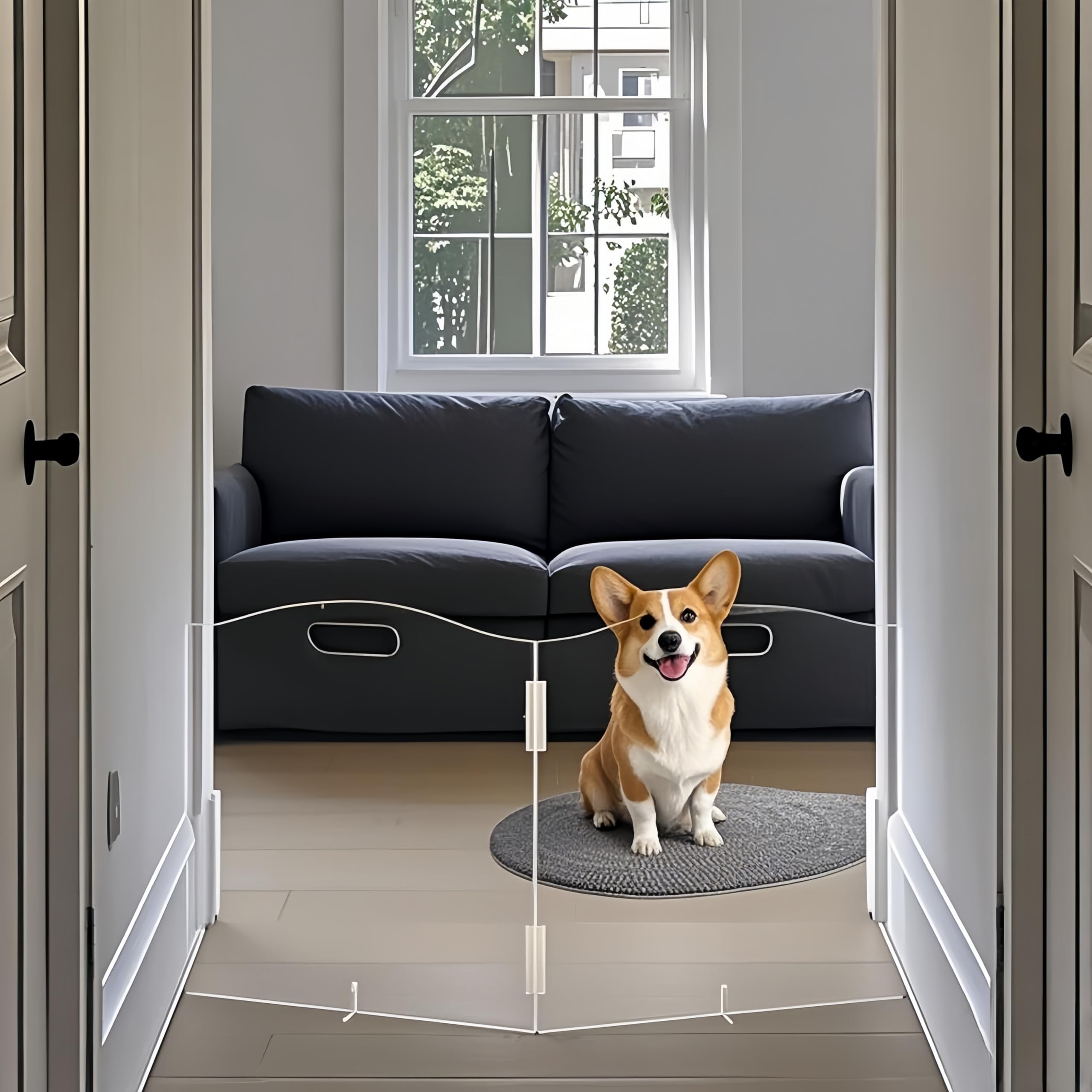 All Cheerful clear acrylic dog gate 2-panel for open-view supervision