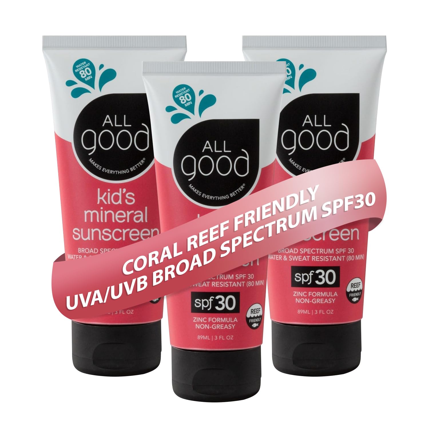 All Good Baby Kids Sunscreen Lotion SPF 30 on face and body protects delicate skin