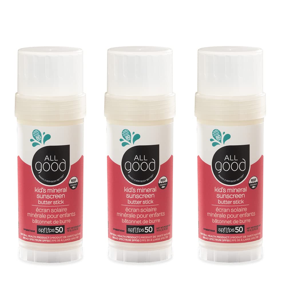 All Good Baby & Kids Sunscreen Butter Stick on the face provides SPF 50 protection