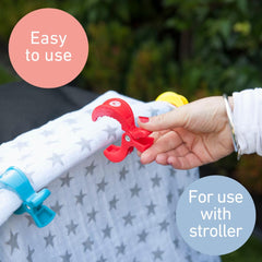 All4Ella sun-protection clip helps shield baby from sun and distractions.