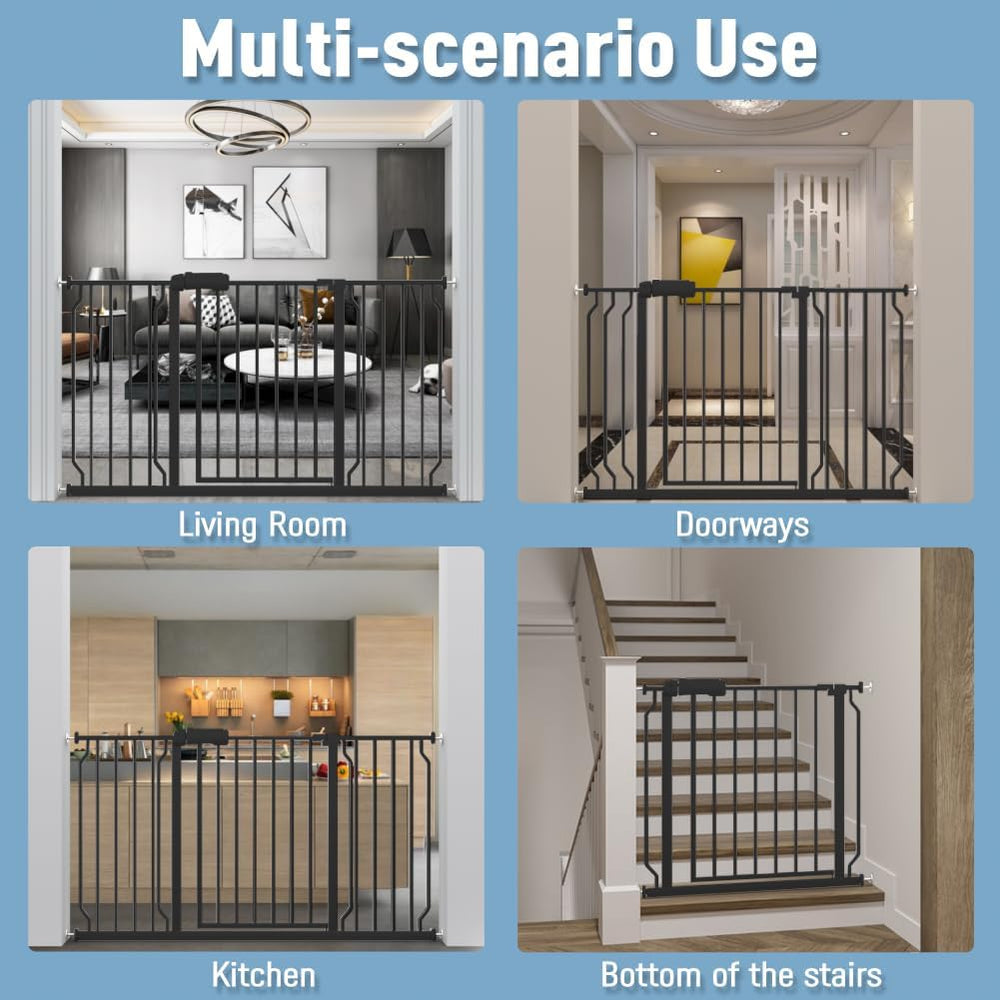 ALLAIBB baby gate auto close action demonstrates hands free closing feature.