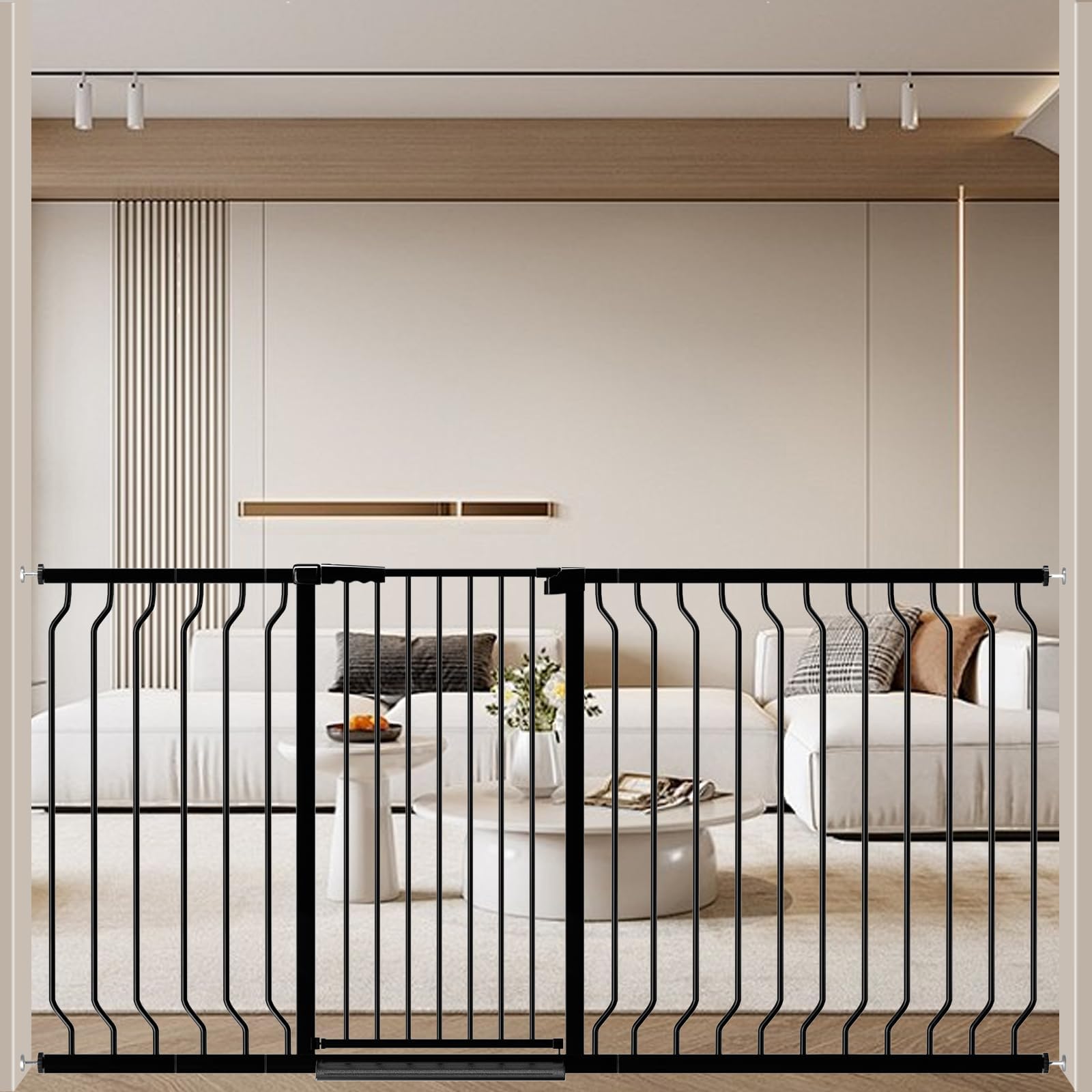 ALLAIBB Black 40.55-inch gate handle close demonstrates auto-close convenience for busy doors.