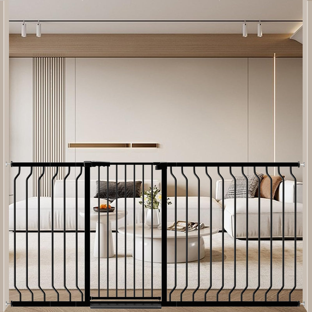 ALLAIBB Black 40.55-inch gate handle close demonstrates auto-close convenience for busy doors.