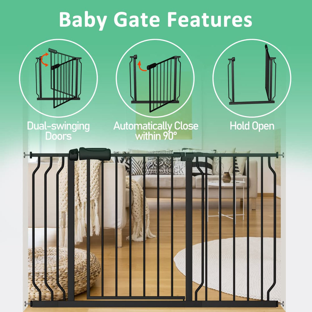 ALLAIBB durable steel gate withstands daily use with a sturdy design.