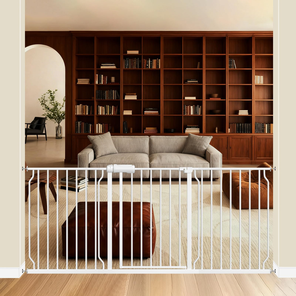 ALLAIBB extra-wide baby gate walk-through closed with auto-close system for smooth passage